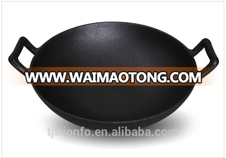 TRIONFO two ears cast iron Chinese wok wholesale